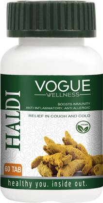 Vogue Wellness Haldi Tablets Immunity Booster, Anti Allergic & Relief in Cold and Cough