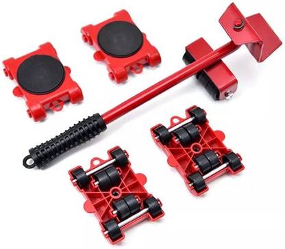 RFV1 ® Heavy Furniture Lifter and Mover Tool Set,Easy Mover Appliance Roller Lifter Moving System with 4 Wheel Sliders Lifter Kit for Moving Sofa Cabinet Table Adjustable Head of Pry Bar Up to 150 Kg Appliance Furniture Caster