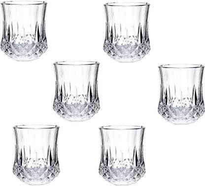 NMS TRADERS (Pack of 6) Fancy Curved Design Cordial Crystal Glass Heavy Base Shot Crystal Clear Glass Set Pony hot for Beverage Drinking Vodka Tequila Liquor Fancy Scotch Shot Glass Set of 6 (50 ML) Glass Set Shot Glass