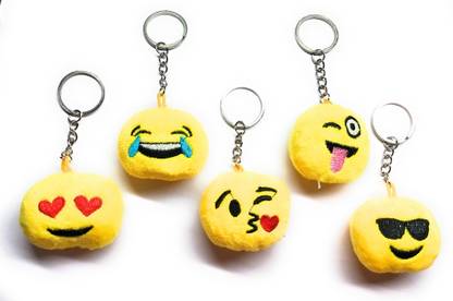 RUPALTTOYSBABA Emoji Keychains Cute Round Face Plush Soft Cushions Keyrings Keychains Key Chain