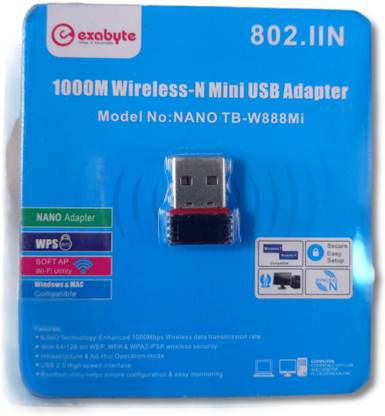 exabyte NANO TB-W888Mi Wireless Ethernet Lan Adapter compatible with Windows