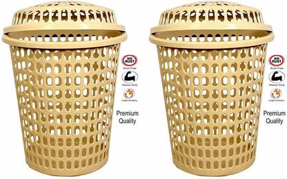 Rattan 65 L Gold Laundry Basket