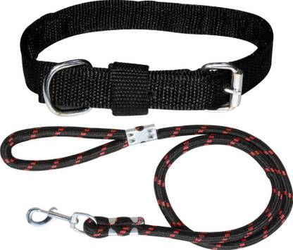 ADIOS Dog Belt Combo of Black Dog Collar with Black Lead Specially for Small Dog Collar & Leash