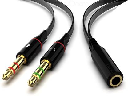 ONCRO Black Gold Plated 3.5mm Aux 2 Dual y splitter for mic and audio headphone splitter 2 male 1 female audio jack Earphone splitter cable Black Stereo Jack Audio Connector for PC, Laptop Phone Converter Phone Converter