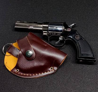 seal the deal Pistol Gun Shaped Gas Refillable cigarette lighter pocket lighter (Silver) Pocket Lighter