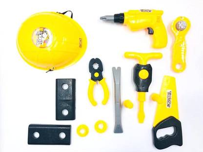 QBIC Tools Kit Mechanics Toy Set for Kids,Plastic,Multi Color(Pack of 13)
