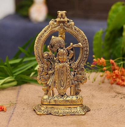 SP Handicrafts Metal Hindu God Sri Shrinathji Nathdwara Idol Sculpture Statue Murti Decorative Showpiece  -  24 cm