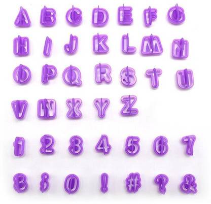 JAMBOREE 40PCs Plastic Alphabet Letter Number Fondant Cake Biscuit Baking Mould Cookie Cutters and Stamps Cake DIY Alphabet Mold Tools Cookie Cutter