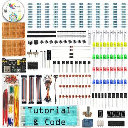 EPICTAC Electronics Component Starter Kit with Breadboard, Jumper Wires, PCB Soldering Kit, LEDs & Resisitors Kit for Arduino/Raspberry pi/ESP32/ESP8266 Educational Electronic Hobby Kit