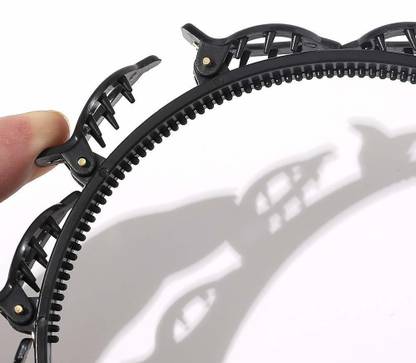 NL Traders Double Layer Twist Plait Headband Plastic Hair Clips Hair Pin for Women and Girls Hairstyle Hair Tools (Pack of 1, Black) Hair Band