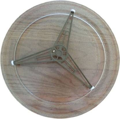 Payflip 9.6 inches Diameter Microwave Oven Replacement Turntable/Rotating/Baking Glass Tray/Plate with Flat Bottom (Transparent) Fiber Glass Microwave Turntable Plate With Triple Arm Roller Complete Set Fiber Glass, Plastic Microwave Turntable Plate