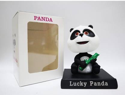 Daiyamondo LUCKY SMILING PANDA Big Size Bobble Head - Action Figure Moving Head Bobblehead Spring Dancing PVC Bobble Spring Dancing Doll Toy Car Dashboard Bounce Toys for Car Interior Dashboard Expression Bobble Head for Car Dashboard and Office Desk