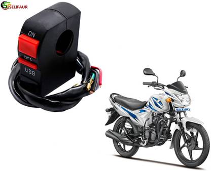 Selifaur B4C75 - Bike Headlight On/Off Switch Button Signal Light Switch with USB Charging Port Applicable Suzuki Hayate EP 2 A Bike Mobile Charger