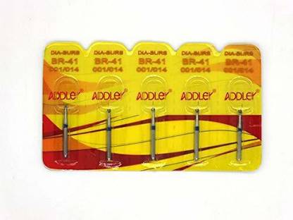 ADDLER Dental Bur BR-41 Air Rotor FG Diamond Multilayered coated Abrasive Autoclavable Head size 014 Pack of 5 Burs Dental Implant