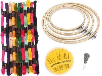 Upyukat Fabric Embroidery Hoop Ring Frame Kit: Set of 4 pcs, Sizes- 6",8",10",12"(Inches) Embroidery Hoop