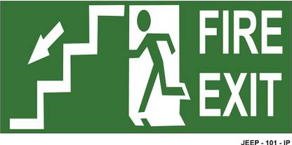 JEEPL FIRE EXIT SAFETY SIGN BOARD, ACP with vinyl, SIZE : 5X11INCHES Emergency Sign