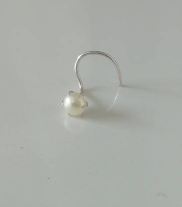 Shree Jewellers Pearl Sterling Silver Plated Sterling Silver Nose Stud