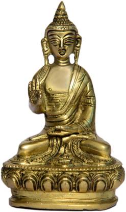 B H A R A T H A A T Brass Gautam Buddha with Fine Finishing & Carving art Murti Showpiece Idol statue (3 x 1.6 x 4.9 inches) Decorative Showpiece  -  12.44 cm