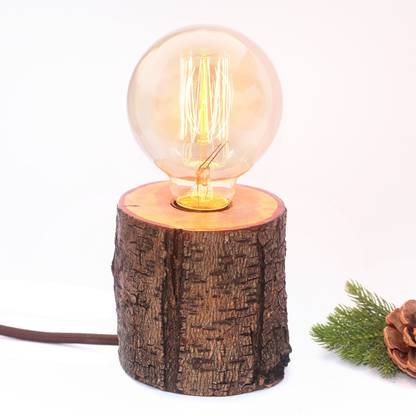 weekend hunters Rustic wooden live edge bedside lamp with Edison bulb Table Lamp