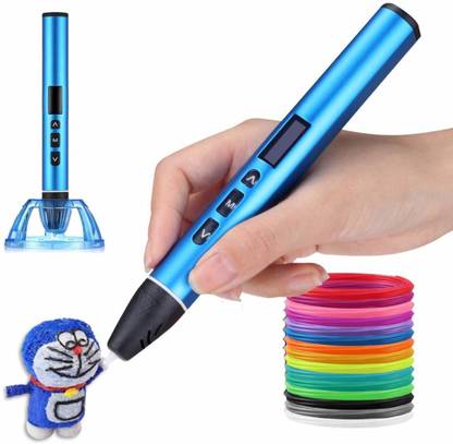 3IdeaTechnology A3 2-in-1 High And Low Temperature One Button Switch | 1.75mm Diameter | Strong Metal Body | OLED Display | Supports PCL / PLA /ABS Filament for Creative Modelling Ocean Blue 3D Printer Pen