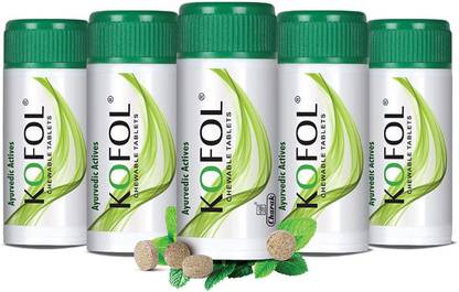 CHARAK Kofol Chewable Tablets - Helpful for Cough, Sore Throat, Discomfort of Coughing