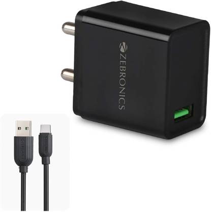 ZEBRONICS 18 W Qualcomm 3.0 3 A Wall Charger for Mobile with Detachable Cable