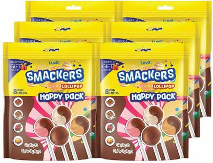 LuvIt Smackers Happy Pack Chocolate Flavored Lollipops Chocolate Lollipop  (6 x 96 g) at Rs. 149