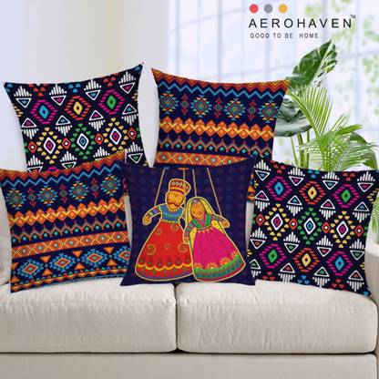 AEROHAVEN Jute, Dupion Silk Cushions Cover