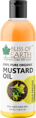 Bliss of Earth 100ML Certified Organic Mustard Oil For Hair Growth, Baby Massages & Skin Hair Oil