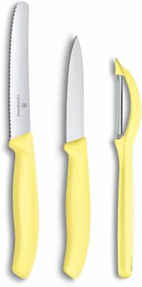 Victorinox Carbon Steel "Swiss Classic Trend Colours Special Edition" Set of 2 Kitchen Knives and 1 Peeler, Lemon Kitchen Tool Set
