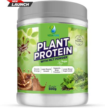 Vedapure Plant Protein Based with MCT Powder & Ayurvedic Herbs, Lean Protein | Chocolate Plant-Based Protein