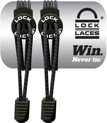 Lock Laces (Elastic No Tie Shoelaces) - Lock Them Once and Break Free from Tying Them All Day! - Black Shoe Lace