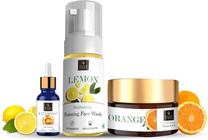 GOOD VIBES Citrus Loaded Combo Kit (Lemon Foaming Face Wash 150ml + Vitamin C Face Serum 10ml + Orange Face Gel 100g)
