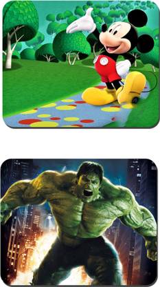 nik city store Nice mickey mouse with Hulk printed mouse pad | game printed mouse pad | mouse pads for boys Mousepad | pack of 2 Mousepad