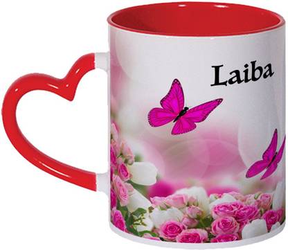 Wagwan Laiba Name Gifts For Brother, Sister, Girlfriend, Boyfriend, Wife Beautiful Butterflies Printed MG20-765 Ceramic Coffee Mug