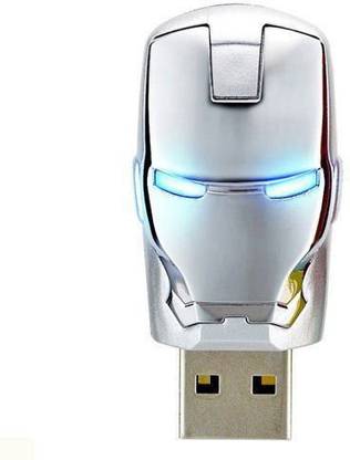 HIVAGI Iron Man The Avengers USB Flash Drive with LED Blue Light, Red 32 GB Pen Drive Compatible with Laptop USB 2.0 Metal Case
