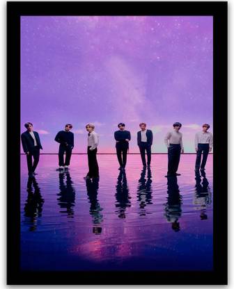 BTS Bangtan Boys Wall Frame | BTS BAND MEMBERS forever Young Wall Poster With Frame Paper Print Fine Art Print