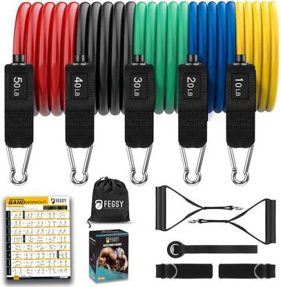 FEGSY Resistance Bands with Foam Handles, Door Anchor, and Ankle Strap Resistance Tube