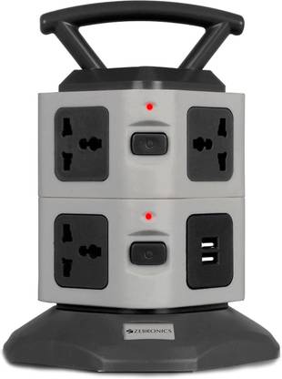 ZEBRONICS Zeb-TS3120USB Power strip with 7 Universal Socket, 2 USB Ports and 2.8 m Long Cable 7 Socket Extension Boards