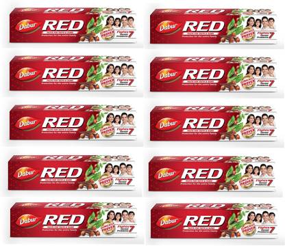 Dabur RED Toothpaste Travel Size - 10 x 18 g Packs Toothpaste