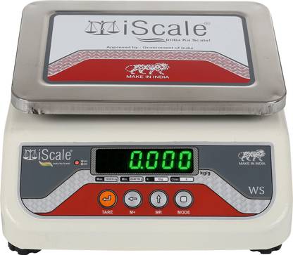iScale i-04 weighting capacity 20kg x 1 g accuracy, Electronic Weighing Scale with Front and Back Green double Display, Small Stainless steel pan size 7x9 inches for kirana shop and Grocery general stores and for all weight measuring purpose Weighing Scale