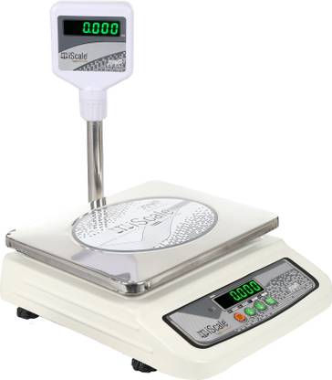 iScale i-05 weighting capacity 10kg x 1 g accuracy, Electronic Weighing Scale with Pole Green Display,Stainless steel pan size 10x12 inches for kirana shop and Grocery general stores and for all weight measuring purpose Weighing Scale