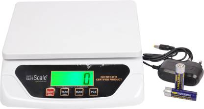 iScale i-500 30Kg x 1g Digital Kitchen & Multipurpose Weighing Machine small pan size 21.5 x 17.5 cm With Direct power adapter Weighing Scale