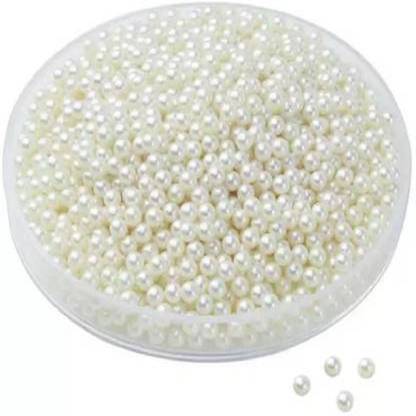 Umangdeal off White 6 mm Round ABS Pearl Beads off white Beads
