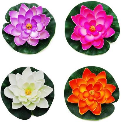 DilSe Artificial Lotus Water Lily for Pond Fish Tank Countertop Decoratio Multicolor Wild Flower Artificial Flower Multicolor Wild Flower Artificial Flower
