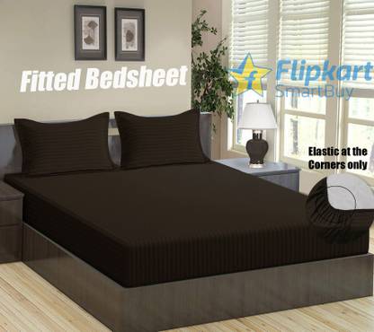 Flipkart SmartBuy Microfiber Double Fitted (Elastic) 144 TC Striped Bedsheet