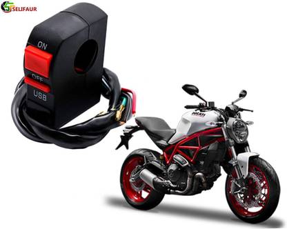 Selifaur S7C17 - Bike Headlight On/Off Switch Button Signal Light Switch with USB Charging Port Applicable Ducati Monster 797 2 A Bike Mobile Charger