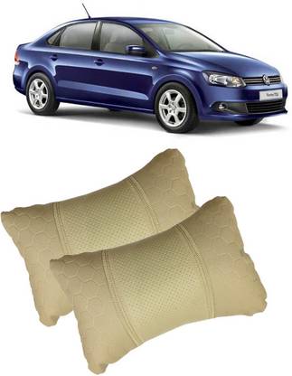 SHOOLIN Beige Leatherite Car Pillow Cushion for Volkswagen
