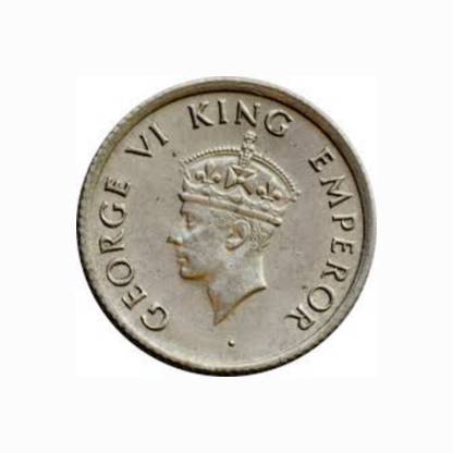 AKSH CURRENCIES QUARTER RUPEE 1947 GEORGE VI KING EMPEROR COIN Ancient Coin Collection