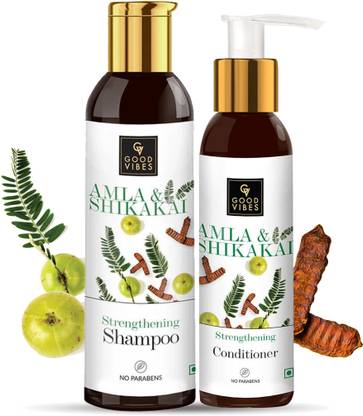GOOD VIBES Amla & Shikakai Combo (Shampoo 200ml + Conditioner 120ml)
